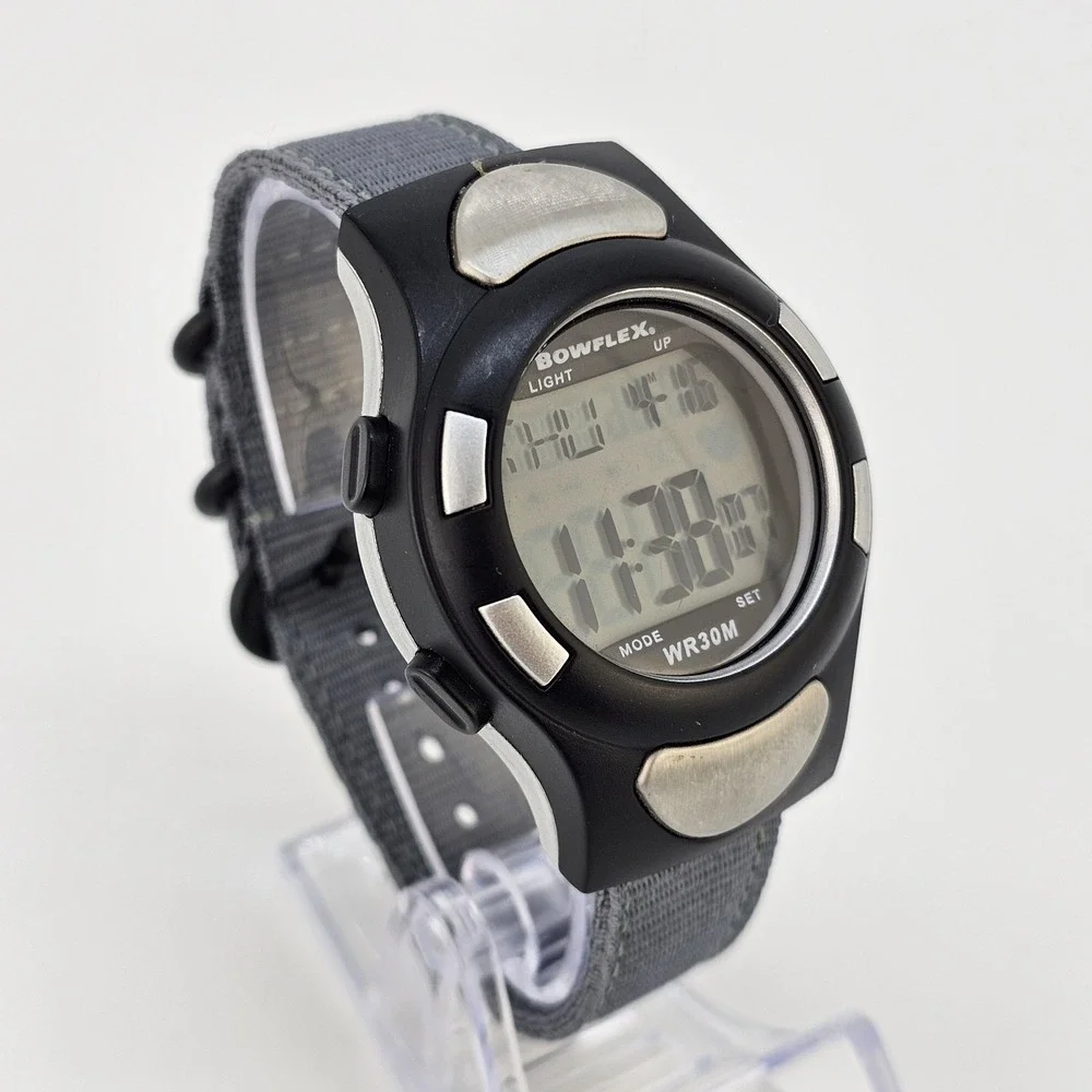 Bowflex‎ Digital Fitness Men's Watch 42MM New Gray Canvas Bands New Battery